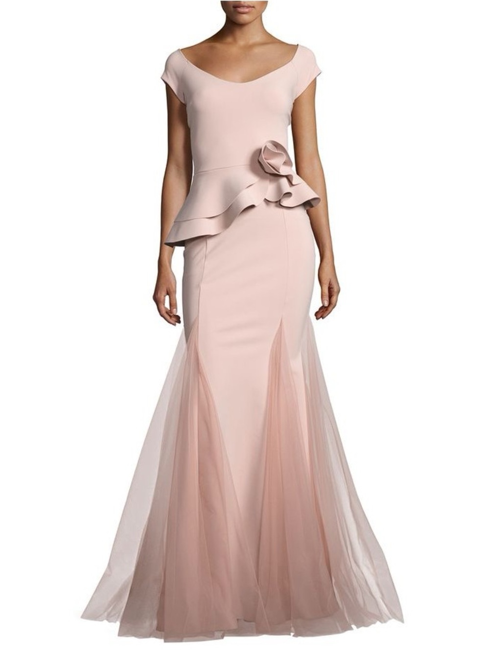 Chiara Boni La Petite Robe Lady Cap-Sleeve Peplum Mermaid Gown - size